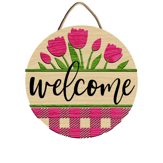 Welcome Tulips Plaid