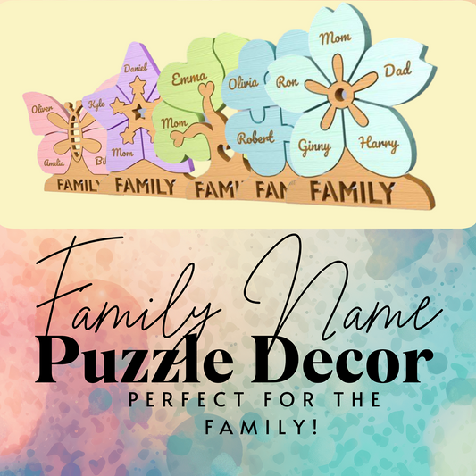 Family Name Puzzle Piece Décor